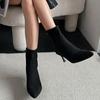 Женские зимние ботильоны с острым носком из замши на среднем каблуке, сексуальная обувь, модные зимние ботинки челси 2024 года, трендовые туфли-лодочки Botas Mujer