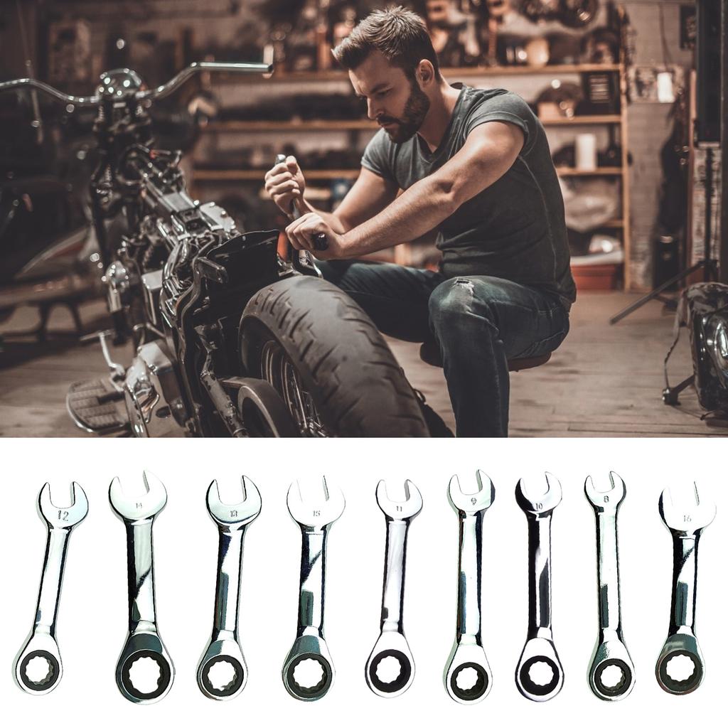 Short Handle Ratchet Wrench Reversible Combination Single Wrench 8-18mm Ratchet Socket Wrench Replacement Easy To Use