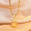 Frosted Gold Apple Pendant, Christmas Fruit Christmas Eve Jewelry Apple Necklace