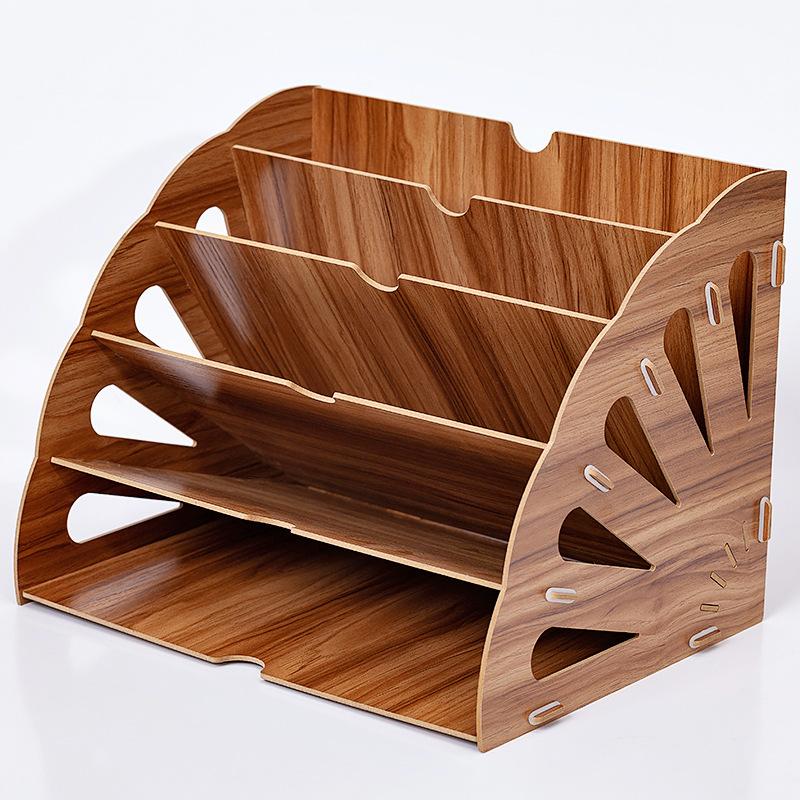 Деревянный цветной органайзер для офисного стола, самодельный шкаф для документов, многофункциональный настольный органайзер, полка для журналов и книг ZM