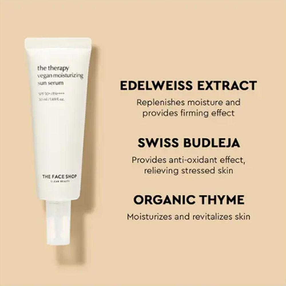 The Face Shop The Therapy Веганская увлажняющая солнцезащитная сыворотка 50 мл (SPF50 +)