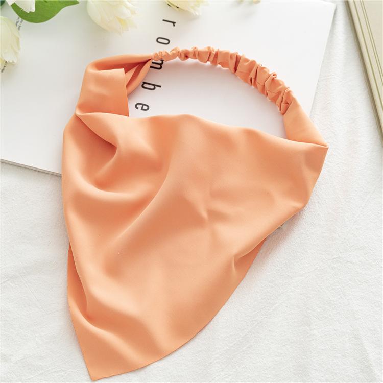 Summer Women Solid Color Head Scarf Vintage Triangle Bandanas Chiffon Elastic Hairbands Children Girl Headbands Hair Accessories