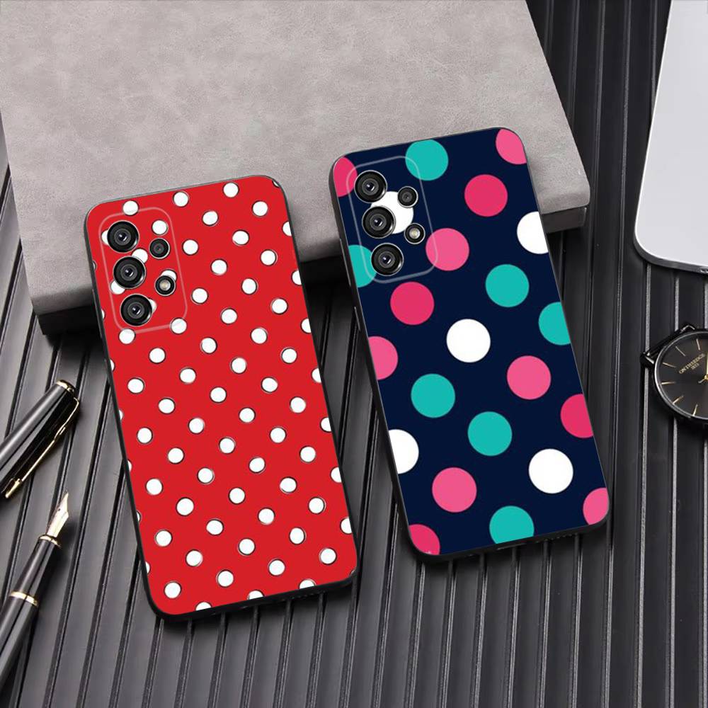 Чехол с цветным горошком для Samsung Galaxy A13, A21s, A22, A31, A32, A52, A53, A71, A80, A91, Мягкий черный корпус
