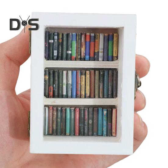 Shake Away Anxiety Bookshelf Figurine Wooden Miniature Book Nook Decoration Mini Pocket Bookcase Bookshelf Insert Ornament Book Lovers Gift