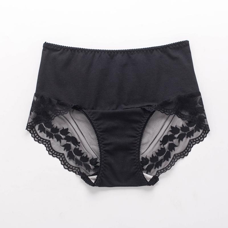Mid-waist Abdomen Sexy Temptation Charming Underwear Women's Large Size Pure Cotton Crotch Hip-lifting Lace Transparent Shorts