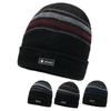 Мужская полосатая шерстяная вязаная шапка: Осенне-зимняя теплая бархатная шапка для велоспорта