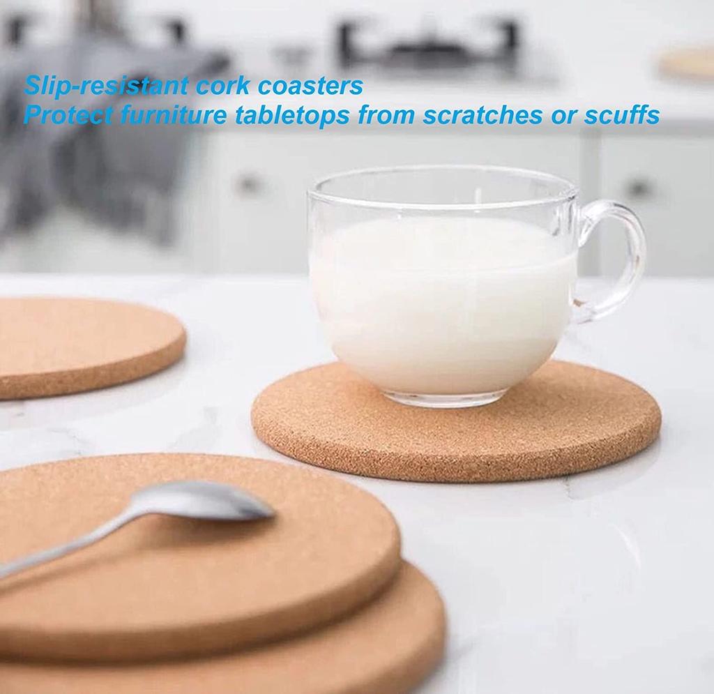 Stylish Cork Inches Diameter Inches Pack of Heat Cork Coasters for Cork Coasters for Coffee Tables with Rounded Warm Gifts for Home Large for