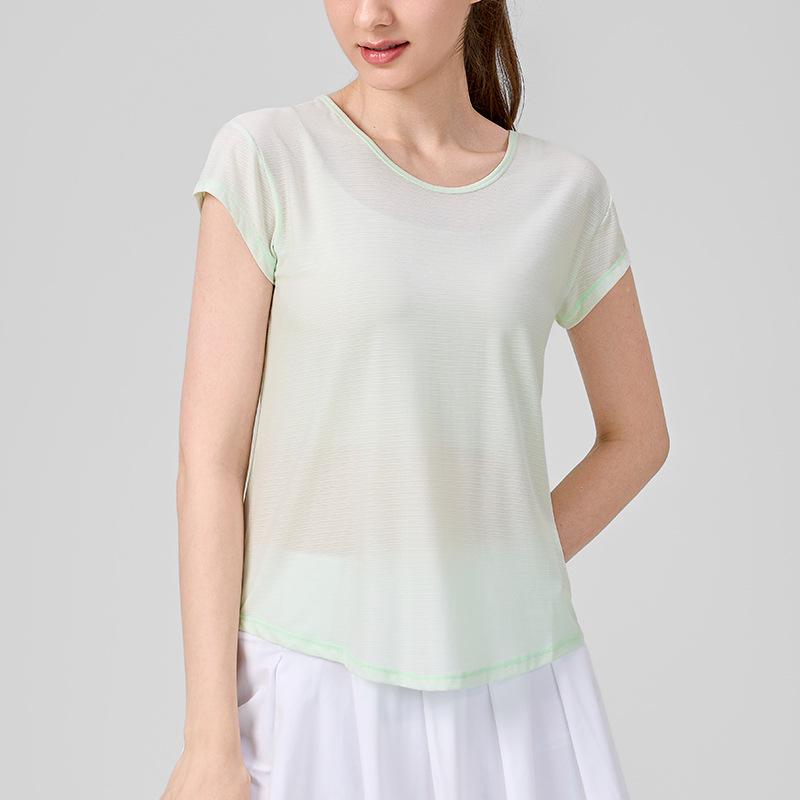 Женская быстросохнущая утягивающая футболка для йоги: Свободная фитнес-накидка с короткими рукавами