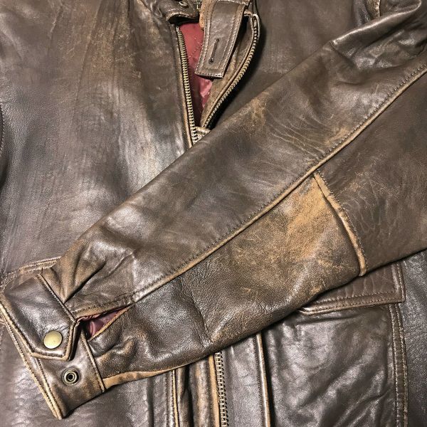 US NAVY Genuine Leather TYPE G-1 Flight Jacket Men's L Dark Brown Made in Korea Military Bomber(USED)