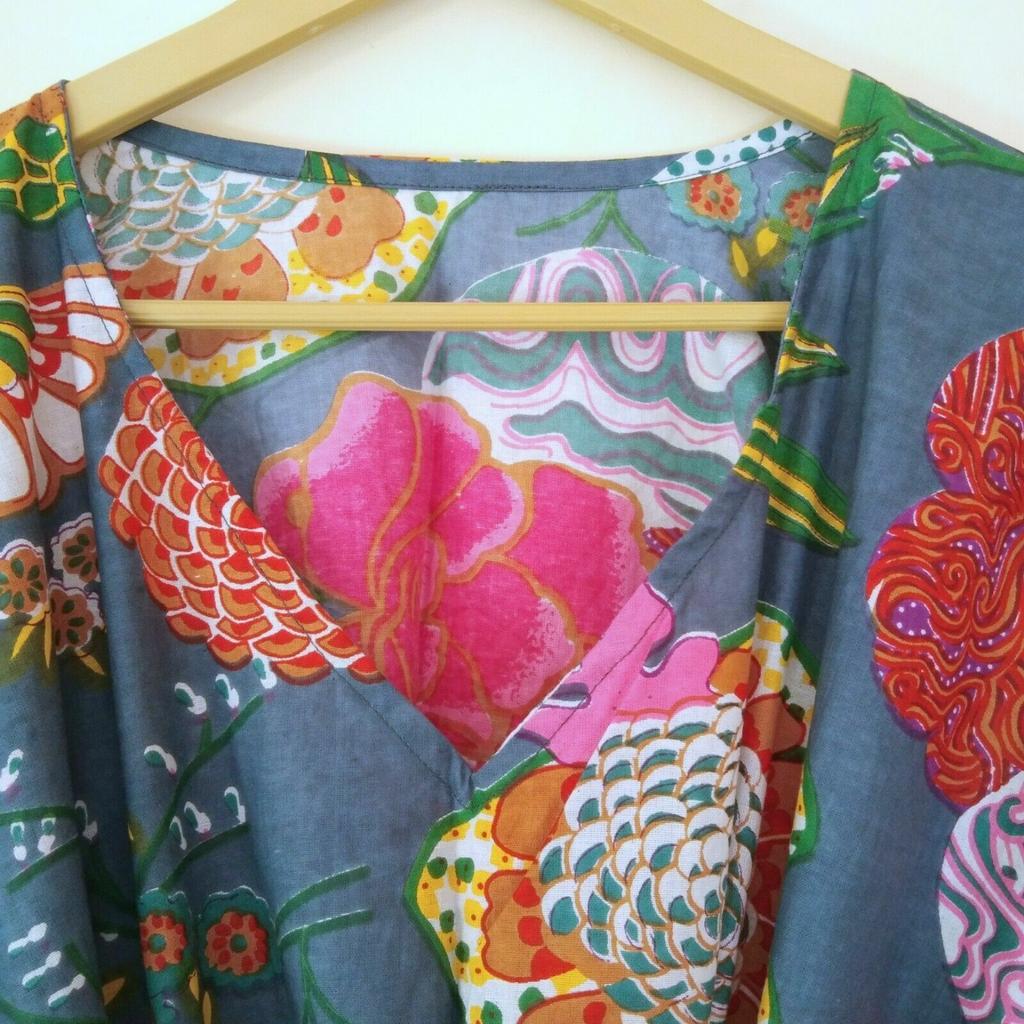 Индийское серое длинное хлопковое платье размера плюс с фруктовым принтом, женское платье-кафтан больших размеров CKFTN-SCRN-FULL-BUYIT-052