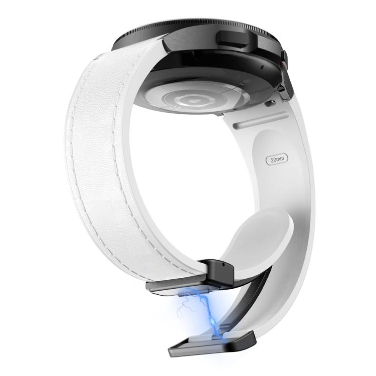 For Samsung Galaxy Watch 6 Magnetic Black Buckle Leather Silicone Watch Band