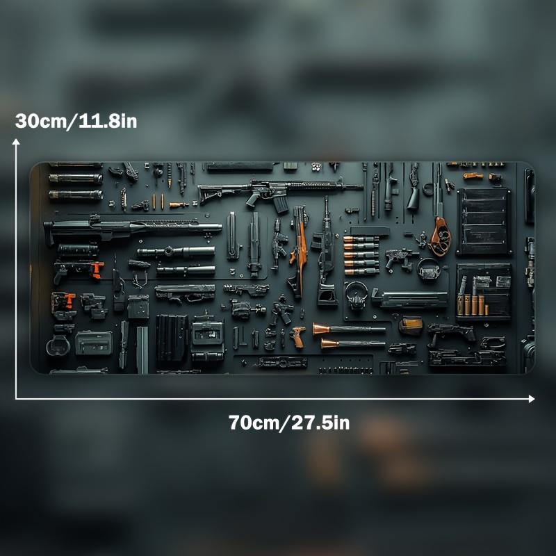 Сборка деталей оружия Большой коврик для мыши XXL Коврик для стола Нескользящая резиновая основа Игровая клавиатура и мышь Прошитые края для дома и игры