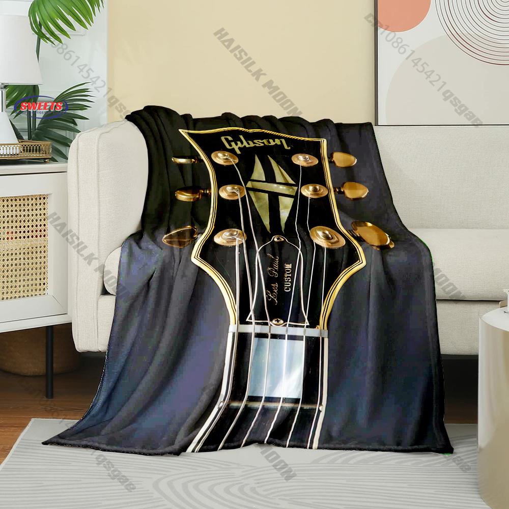Classic G-Gibs0n Guitar Logo Print Blanket Warm Soft Comfortable Home Travel Blanket Sofa Bedding Cover Blanket Gift for Friends