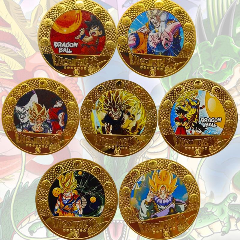 Памятная медаль Dragon Ball, Красочная, Классическая, Аниме, Золотая монета, Креативная маленькая монета, Монета Сон Гоку, Детская игрушка, Наполнители для чулка