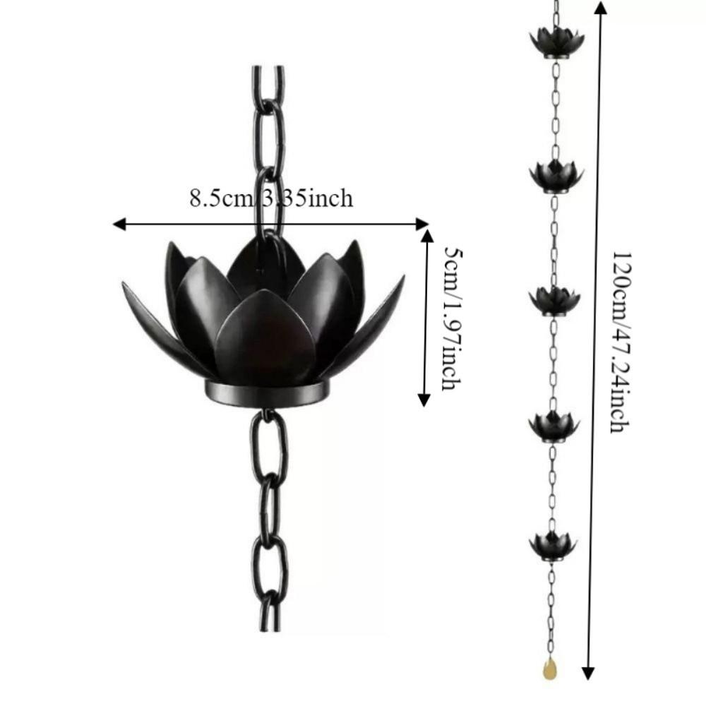 Adjustable Length Lotus Rain Catcher Anti-Rust Lotus Hanging Chime Lotus Rain Chain  Garden Decor