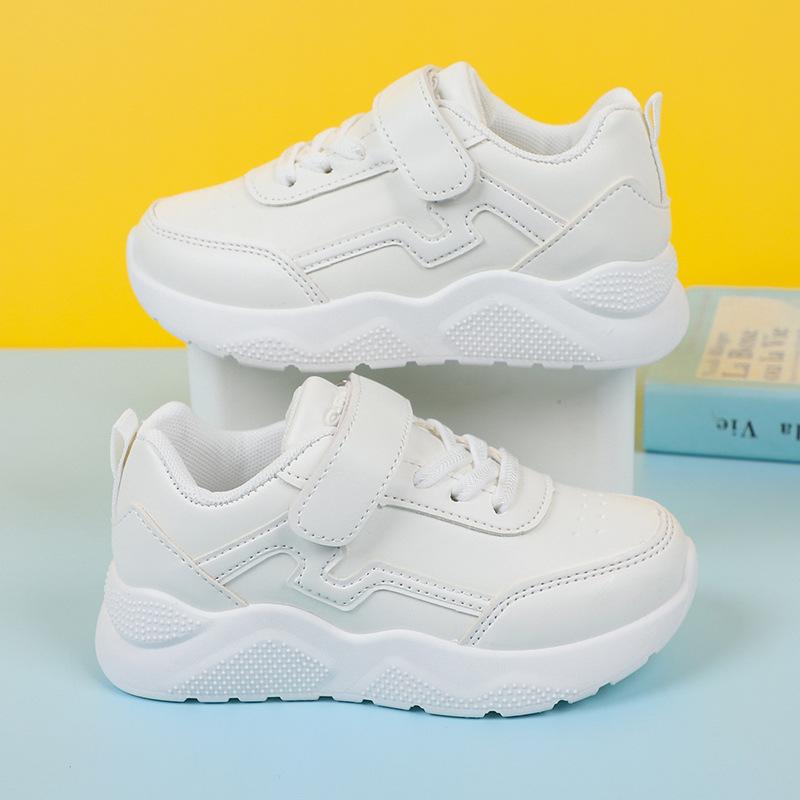 Детская мода для девочек, черная школьная обувь, 2024, простые нескользящие кроссовки для мальчиков в британском стиле на липучках, весна-осень, новинка