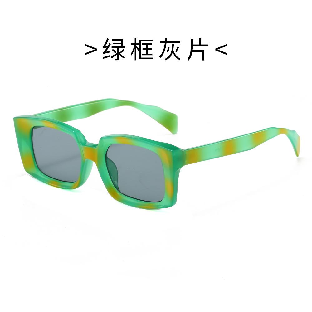 Trendy Square Sunglasses for Women Men Green Frame Blue Light Blocking Glasses Stylish Fashion Shades