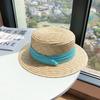 Соломенная шляпа с плоскими полями, женская летняя солнцезащитная соломенная шляпа, маленькая свежая пляжная модная темпераментная шляпа-цилиндр