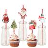Рождественские украшения для вечеринок 24 шт. Снеговик, стакан для воды, одноразовые декоративные соломинки для напитков