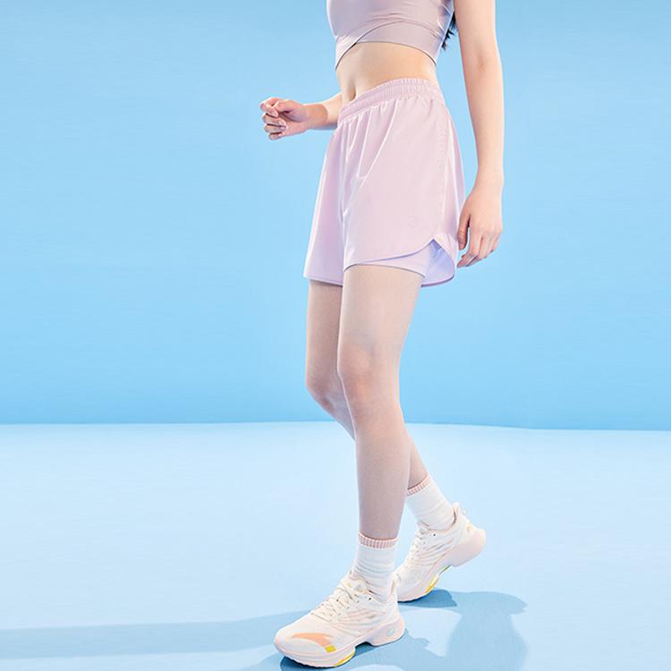 Anta Training Series Solid Color Breathable Five-Point Fitness Shorts Women Shorts Purple 962337503-1