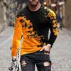 Hot Selling European and American Fashion Casual Long Sleeved T-shirt Round Neck Pullover 3D Digital Printed Men's Clothing