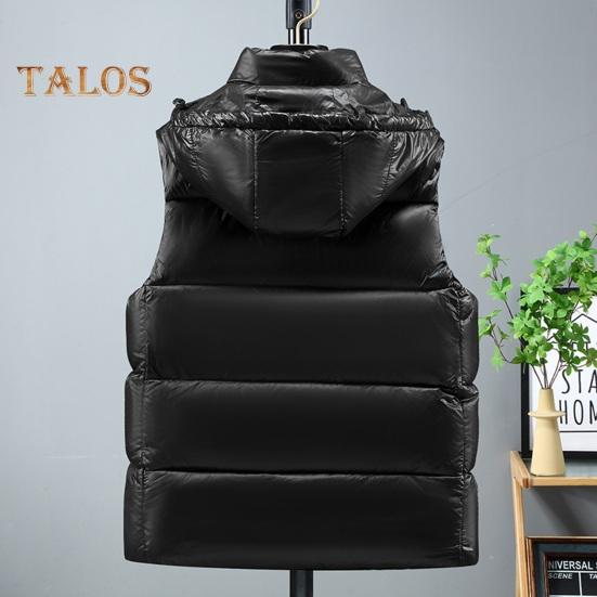 Men Waistcoat Hooded Sleeveless Vest Coat Black Golden Color Down Cotton Zipper Pockets Vest Jacket Daily Wear
