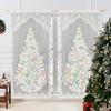 Christmas Tree Curtain Panel Lace Blackout Curtain Decoration Window Door Curtain Drape for Living Room Bedroom Home Decor