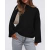 Autumn and Winter Casual Round Neck Loose Solid Color Long Sleeve Bell Sleeve Knitted Sweater for Women
