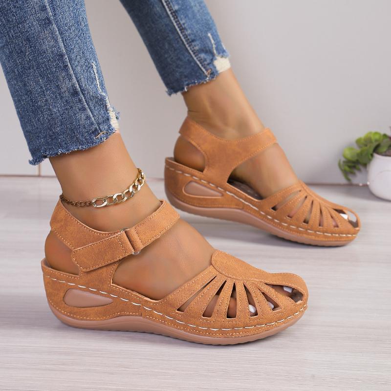 Fashion 2024 Summer Women Wedge Sandals Premium Orthopedic Open Toe Sandals Vintage Anti-slip Leather Casual Female Platform Retro Shoes