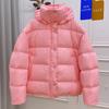 Autumn Winter Women's Down Jacket with Removable Hood Warm Outwear Simple Solid Color Casual Over Size Coat