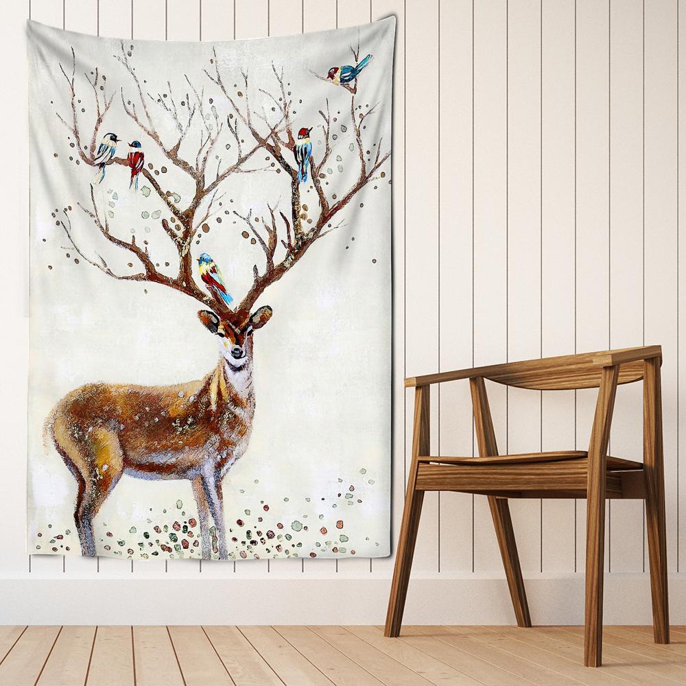 Красочный гобелен с пятнистым оленем, настенный гобелен в богемном стиле, многофоновый гобелен, психоделический интерьер, домашний декор