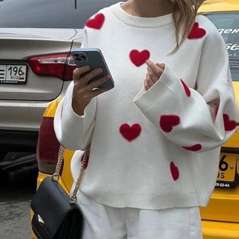 Осень и зима Новый свитер Love Женский Интернет Известный Европейский и Американский Стиль Вязаный Пуловер Свитер