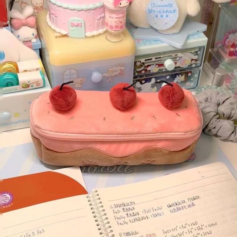 Милая плюшевая сумка для ручек Cherry Cake Изысканное хранилище Большая емкость