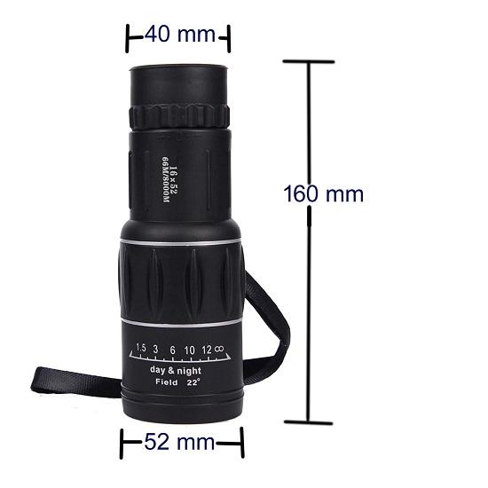 16 * 52 Monocular | Dual Focus Zoom Optic Lens Armouring Monocular Telescope Outdoor Travel Binoculars for Bird Watching Wildlife Hunting