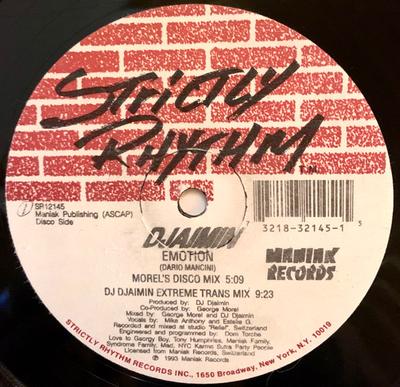 12-дюймовая пластинка DJAIMIN - Emotion SR12145 STRICTLY RHYTHM 1993 US Танцевальная и Электронная Б/У