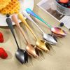 Stainless Steel Spork Dessert Spoons Long Handle Dessert Spoon Soup Spoons  for Kitchen Tools
