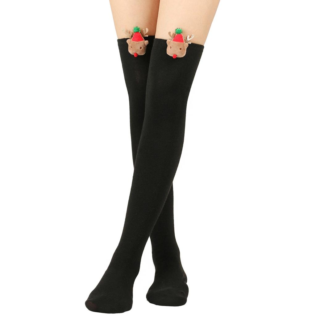 Women's Christmas Stockings Elk Socks Knee-High Over-the-Knee Socks
