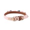 Flower with Diamond Pet Cat Dog Collar Adjustable PU Leather Dog Bow Tie (Pink 1.3 * 34cm )