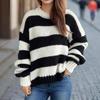 Autumn and Winter Fashion New Sweater Round Neck Contrasting Stripes Casual Retro Lazy Style Pullover 3565 EMA