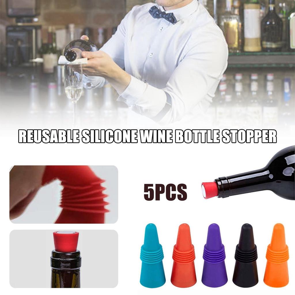 5 шт. многоразовые силиконовые пробки для бутылок вина, пробки для бутылок напитков, пробки для вина