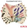 4/6pcs Rectangular Placemats - 18X12 Inches Lavender Floral Butterfly 2D Element Pattern Design, Easy-Clean Table Mats, Durable Heat-Resistant Table P
