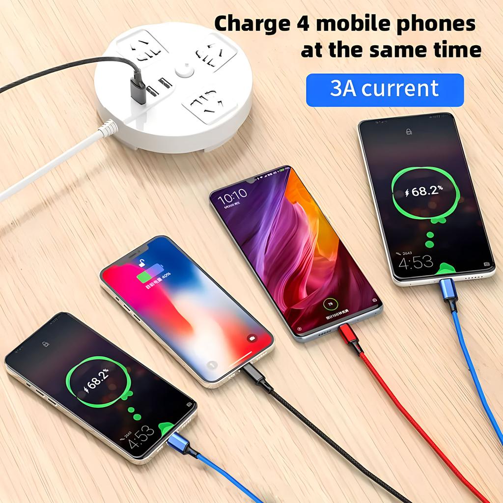 4 в 1/3 в 1 Micro USB Type C кабель для быстрой зарядки 3A телефонный кабель для передачи данных для iPhone 15 14 Xiaomi Huawei USB C