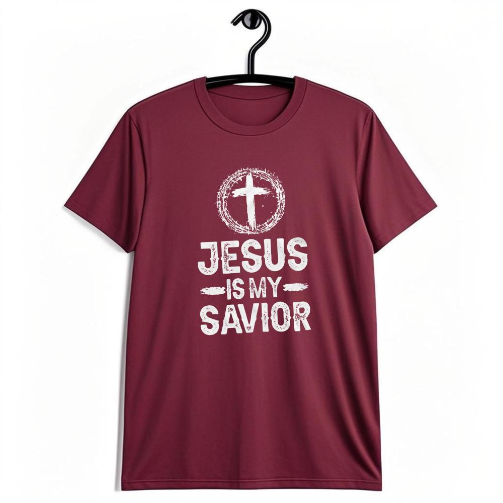 Esus Is My Savior Христианский Крест Графическая Футболка Основанная на Вере Религиозная Унисекс Футболка Летняя Футболка Унисекс В Потертом Стиле