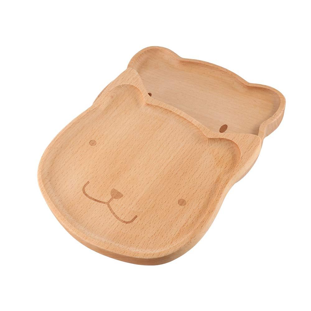 Animal Pattern Cartoon Dinner Tray Solid Wood Wood Food Dishes Children's Rice Plate  Meal