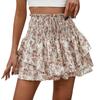 Женская модная юбка с цветочным принтом, плиссированная юбка, короткая юбка с рюшами и принтом
