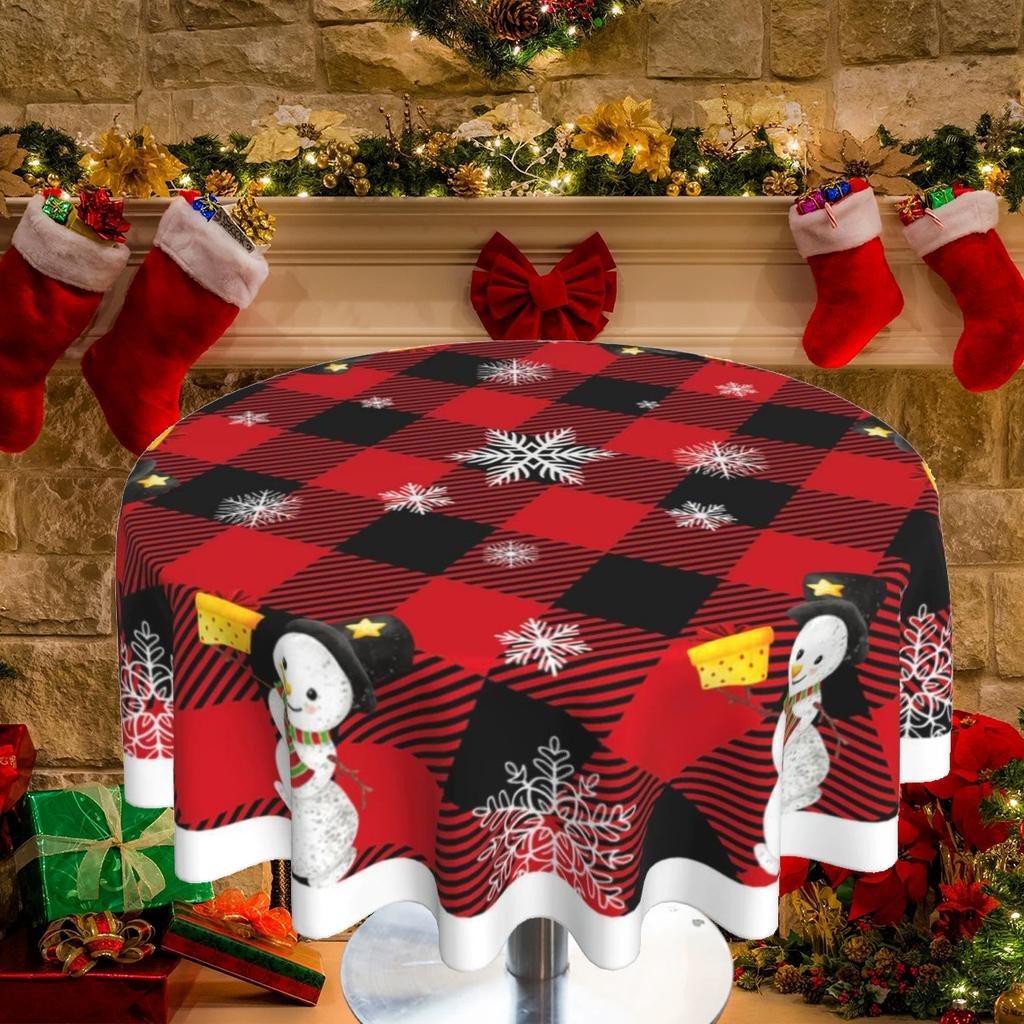 Приграничная Рождественская Стиль Круглая Скатерть Санта Клаус Круглая Скатерть Украшение для Дома Внутреннее и Наружное Декоративное Покрытие для Стола