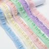 5Meters 25mm Wide Double-layer Fungus Chiffon Elastic Silver Gold Silk Lace for Children's Clothing Hanfu Accessories Snow Gauze Lace