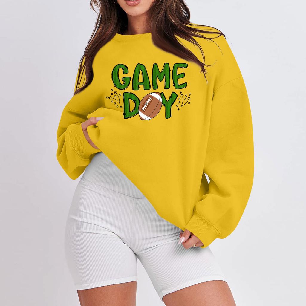 Women's Casual Fashion Long Sleeve Print Round Neck Loose Sweatshirt Top