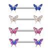 1 Pair Butterfly Nipple Barbell 14g Crystal Nipple Piercing Nipple Jewelry Heart Nipple Ring Bar Stainless Steel Body Piercing for Women