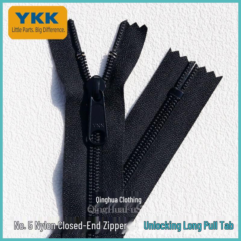 Нейлоновая молния YKK №5 с закрытым концом, без фиксатора, с длинной пуллером для вечерней одежды и багажа